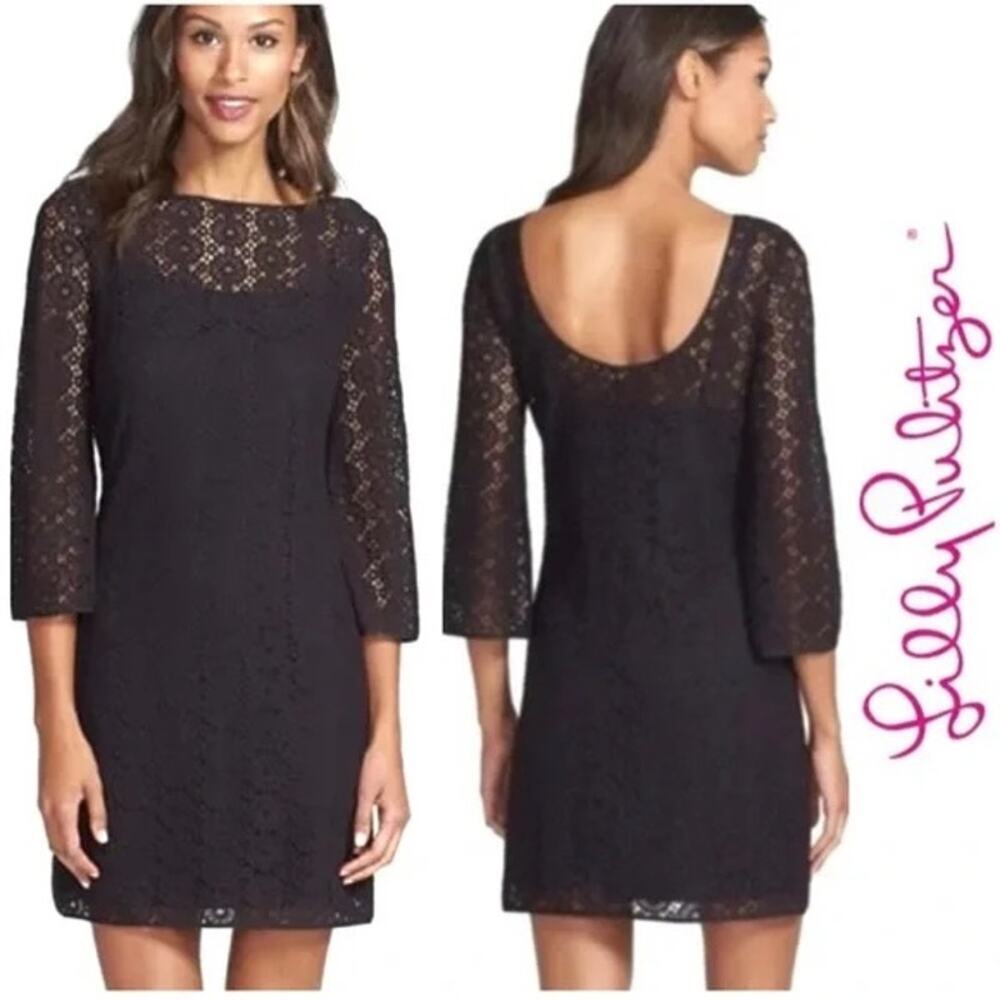 🖤 LILLY PULITZER Topanga Dress XL Black Breakers Lace NWT Classic Lace LBD